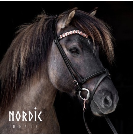 Nordic Horse Huvudlag Svart Rosegold Leaves